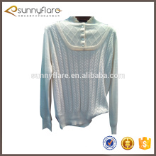 Unique custom knit 100% pure cashmere pullover with pattern for ladies